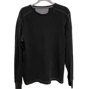 Banana Republic Black Waffle Knit Thermal Crewneck Shirt-Size Medium